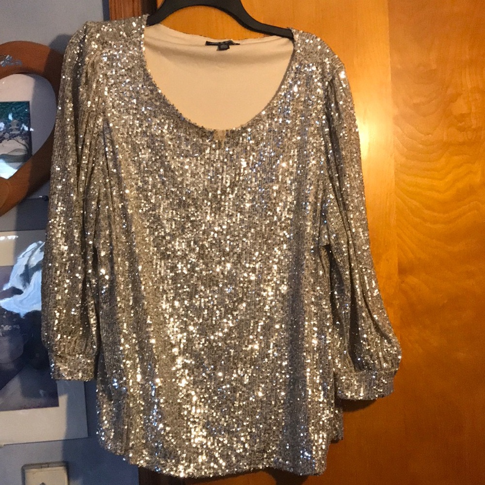 Silver Sequin Women's Top